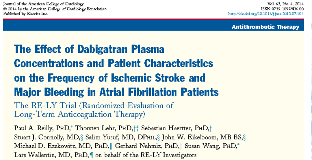 Plasmakonsentrasjonen av dabigatran ble målt hos 9183 av de over 18113 pasienten som var med i multisenterstudien RELY og blant disse