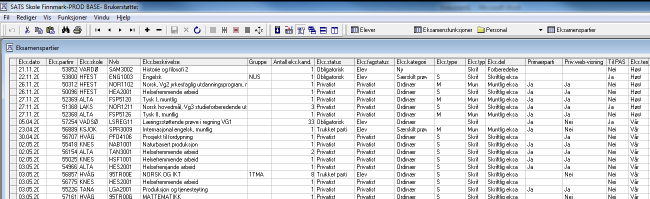 Registrere partier i SATS Generelt om hva som må være riktig utfylt i SATS Disse kolonnene må være riktig utfylt i SATS ved registrering av eksamenspartier: I kolonnen «Eks.