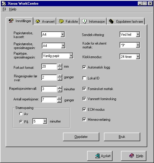 2 Bruke ControlCentre 5.0 Velg en kategori, og programmer ønskede alternativer. Merk: Når du endrer innstillingene, blir innstillingene på maskinen og i ControlCentre 5.