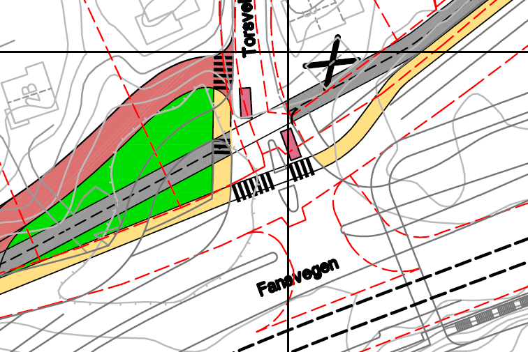 Figur 12: Geometriskisse for alternativ 1 og 2 i Odins veg.