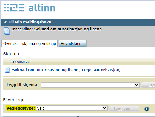 Legge til vedlegg Steg Handling Skjermbilde / referanse 1 Gå til arkfanen