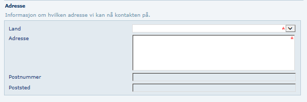 6 For alle kontakter må det fylles ut en postadresse.