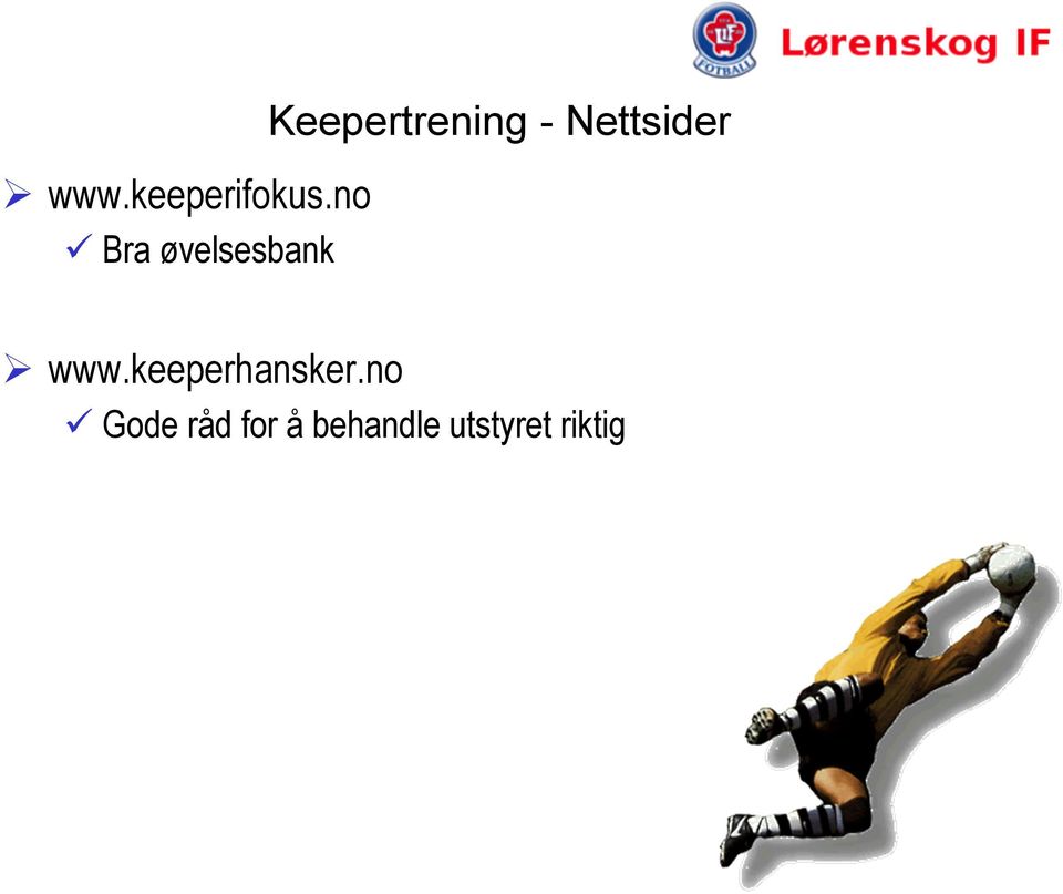 Keepertrening - Nettsider www.