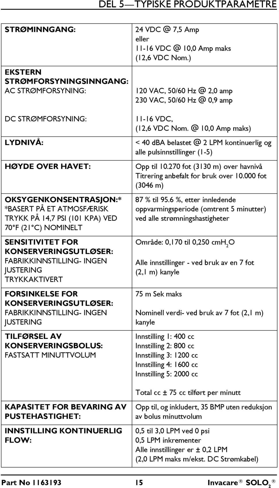 JUSTERING TILFØRSEL AV KONSERVERINGSBOLUS: FASTSATT MINUTTVOLUM 24 VDC @ 7,5 Amp eller 11-16 VDC @ 10,0 Amp maks (12,6 VDC Nom.