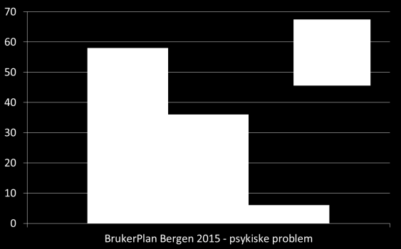 Av personer med psykiske problemer er 49 personer bostedsløs. Av disse bor 18 personer i midlertidig botilbud, 31 personer tilfeldig hos andre.