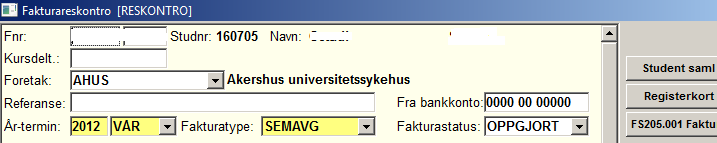 Bytte av studieprogram Studenter som bytter studieprogram må følges ekstra opp, slik at studenten blir riktig fakturert ift fakturadetaljer på studiet. Ta kontakt med faktura@hioa.