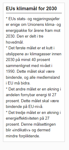 EU løfter blikket til 3 EU har ambisjoner om å levere på mål om 8 %