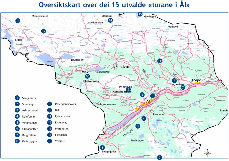 Kulufossen Vindhaugen Ulsaganatten 11 12 13 Kylleshamaren Eitrejuvet Svaranuten