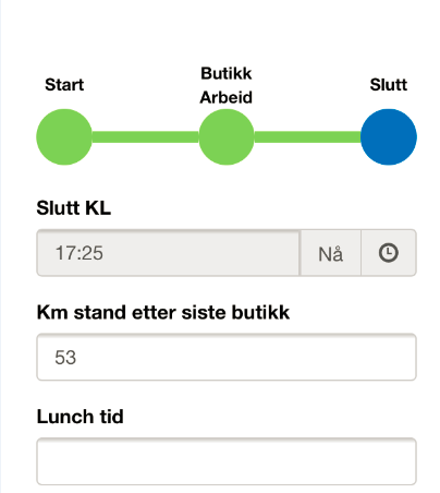 8. Avslutte butikkarbeid Når du er ferdig å føre butikkarbeid ser skjermen