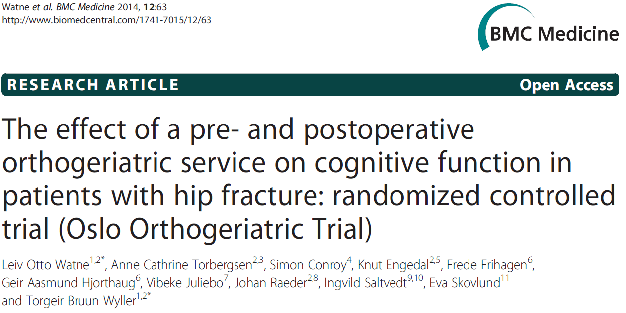 Hip fracture patients (n=129) 50 % considered to have dementia before the fracture (consensus in an expert panel) 54 % with delirium Healthy controls