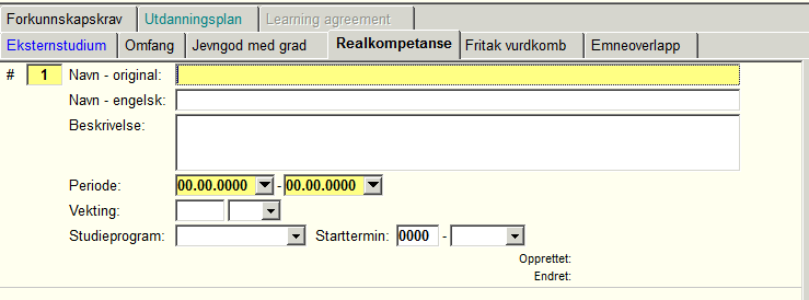 11. Koble eksternstudium mot emnekombinasjonen Det gjøres på samme måte som tidligere beskrevet (under punkt 6 i Registrering av innpassing av eksterne studium). 12.