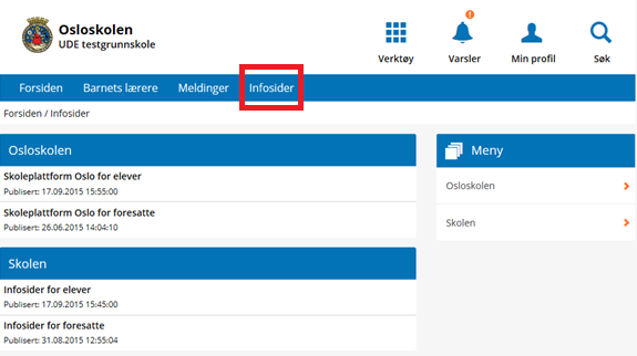 Utdanningsetaten Side 7 Infosider Her finner du en liste over sentrale infosider fra Osloskolen og skolens informasjonssider.