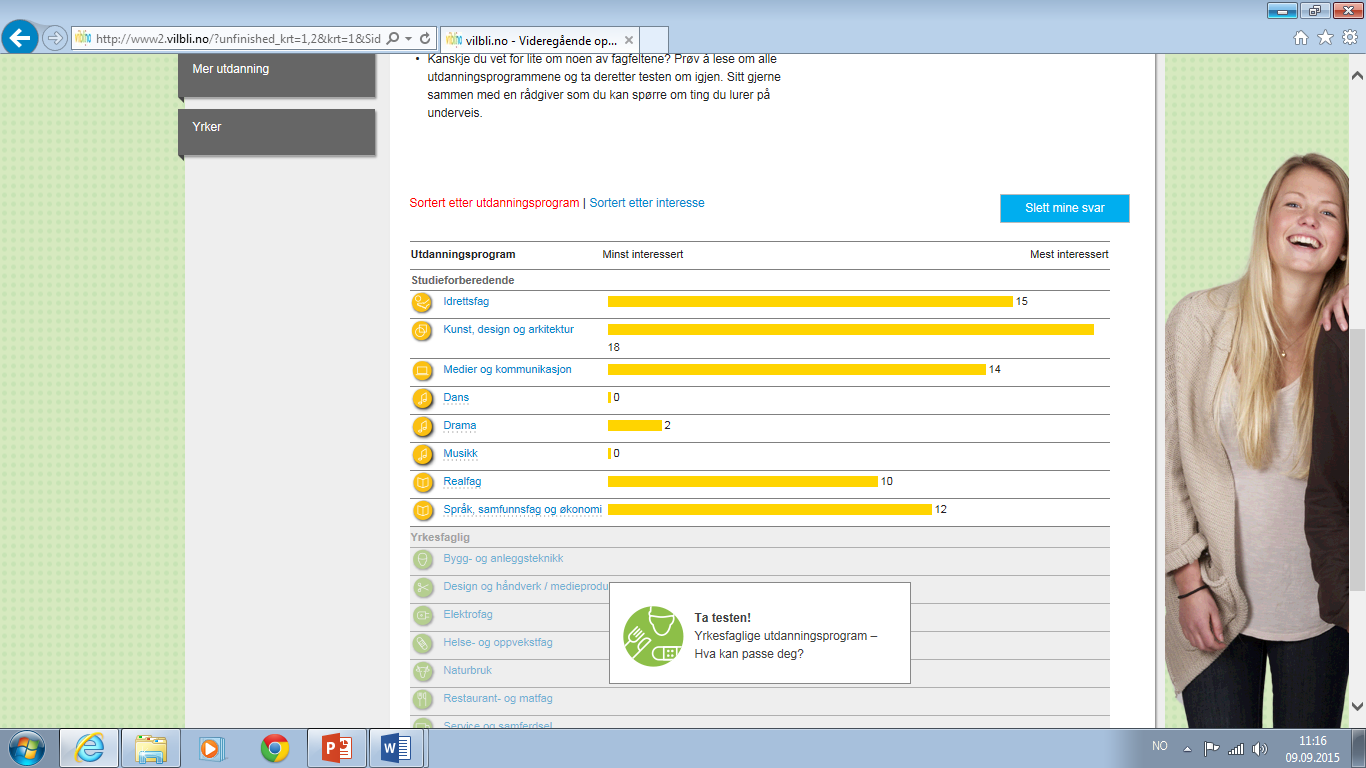 Interessetest / studiekompetanse