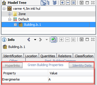 BIM I ENERGI- OG INNEKLIMABEREGNINGER Side 13 av 19 Figur 3-15 Test av egendefinert parametere foretatt av NTI CADcenter.