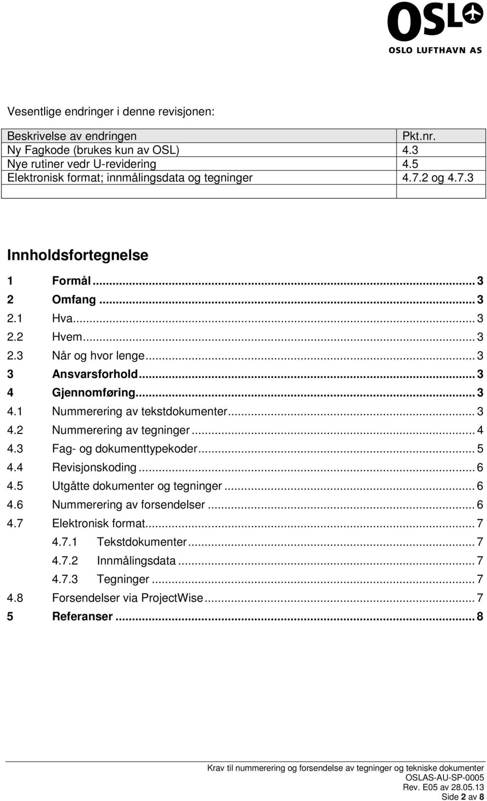 .. 3 4 Gjennomføring... 3 4.1 Nummerering av tekstdokumenter... 3 4.2 Nummerering av tegninger... 4 4.3 Fag- og dokumenttypekoder... 5 4.4 Revisjonskoding... 6 4.