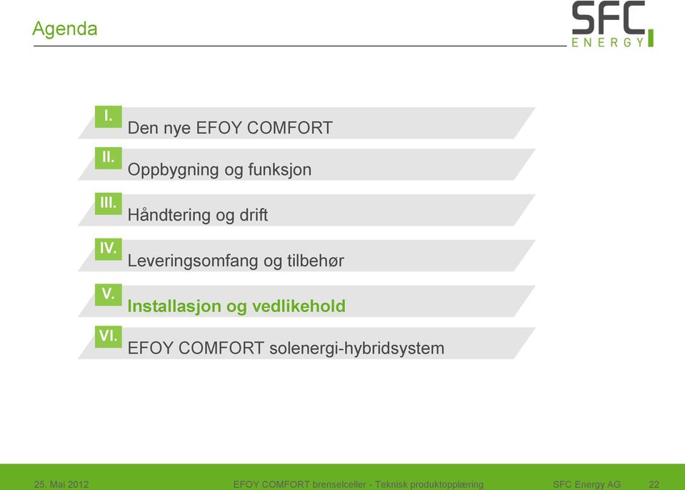 Leveringsomfang og tilbehør Installasjon og vedlikehold EFOY