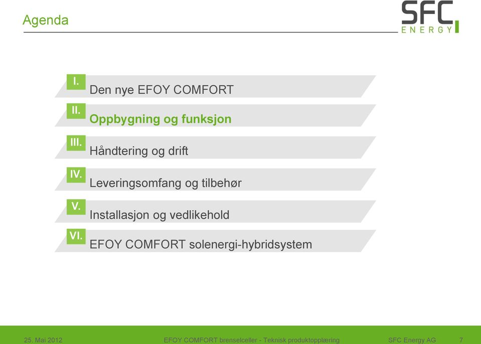 Leveringsomfang og tilbehør Installasjon og vedlikehold EFOY