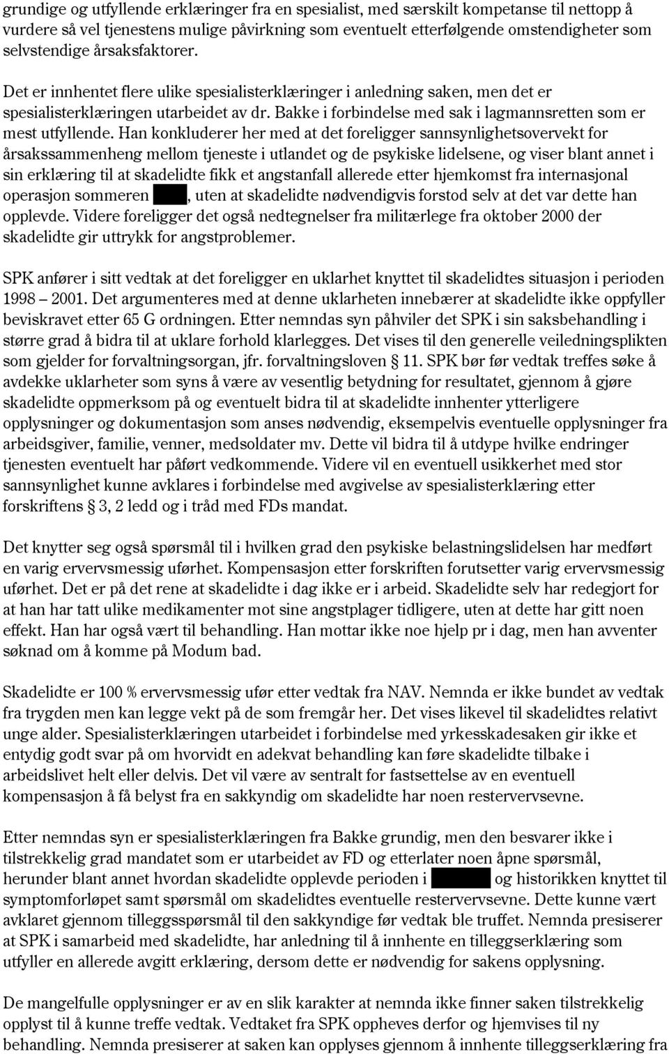 Bakke i forbindelse med sak i lagmannsretten som er mest utfyllende.