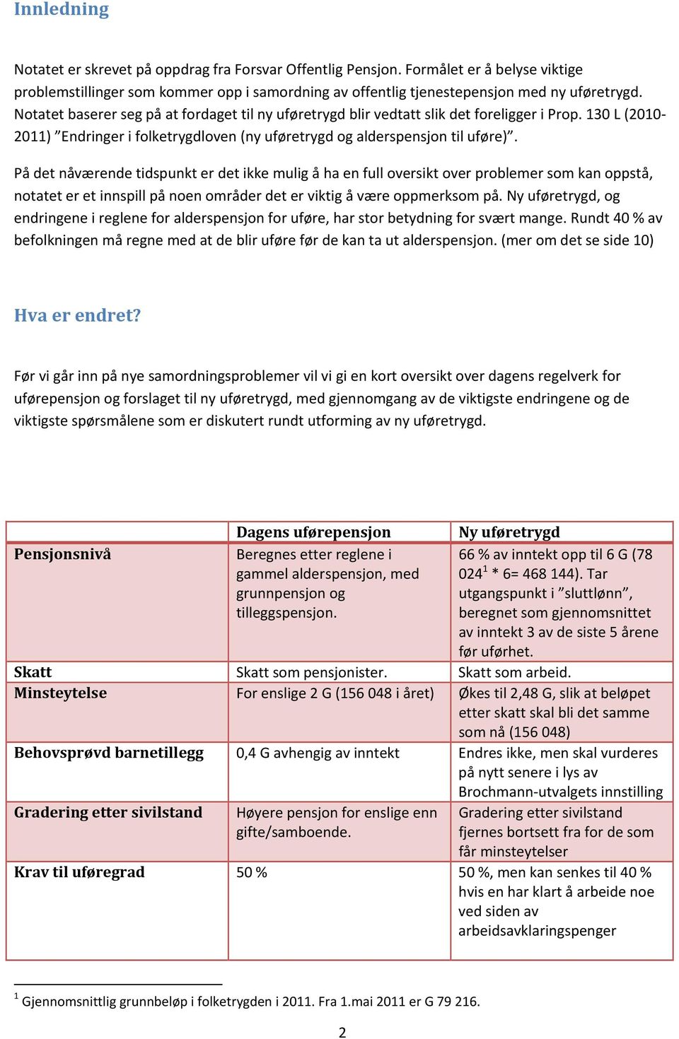 På det nåværende tidspunkt er det ikke mulig å ha en full oversikt over problemer som kan oppstå, notatet er et innspill på noen områder det er viktig å være oppmerksom på.