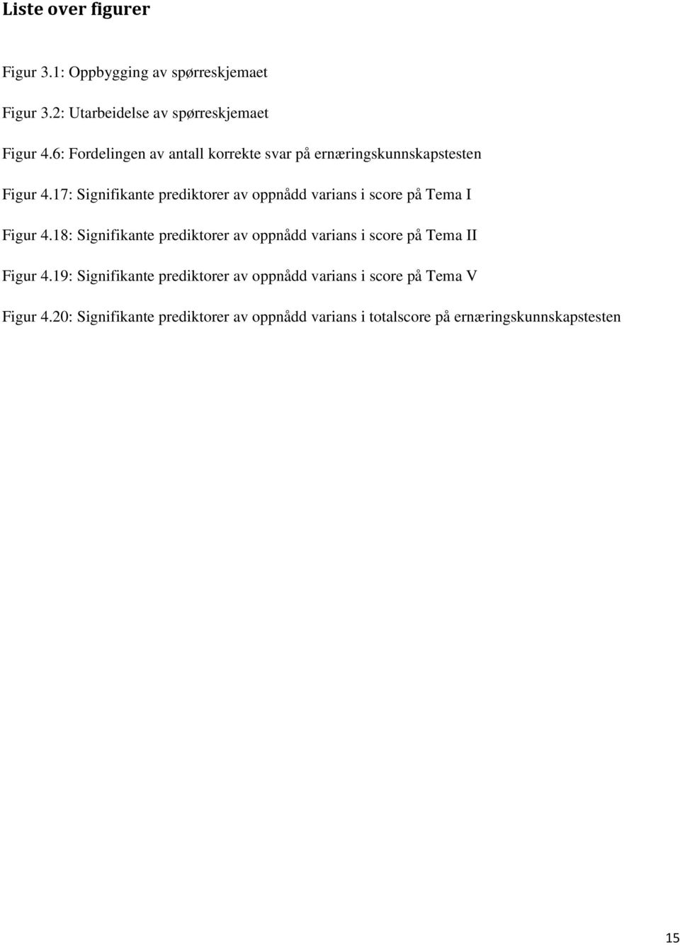 17: Signifikante prediktorer av oppnådd varians i score på Tema I Figur 4.