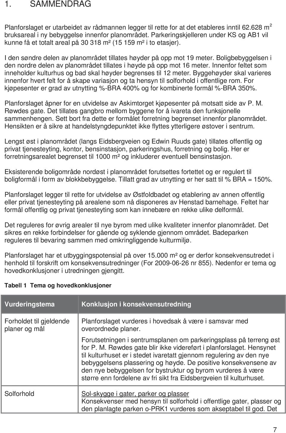 Boligbebyggelsen i den nordre delen av planområdet tillates i høyde på opp mot 16 meter. Innenfor feltet som inneholder kulturhus og bad skal høyder begrenses til 12 meter.