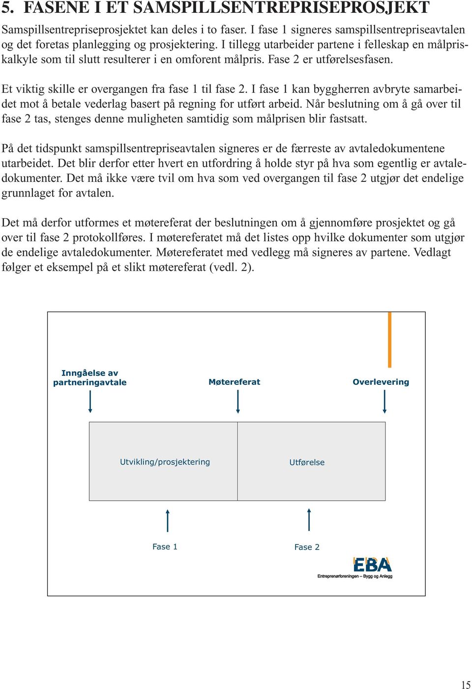 I fase 1 kan byggherren avbryte samarbeidet mot å betale vederlag basert på regning for utført arbeid.