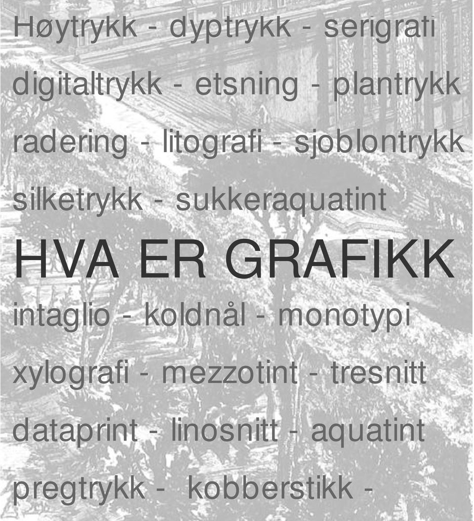 HVA ER GRAFIKK intaglio - koldnål - monotypi xylografi - mezzotint