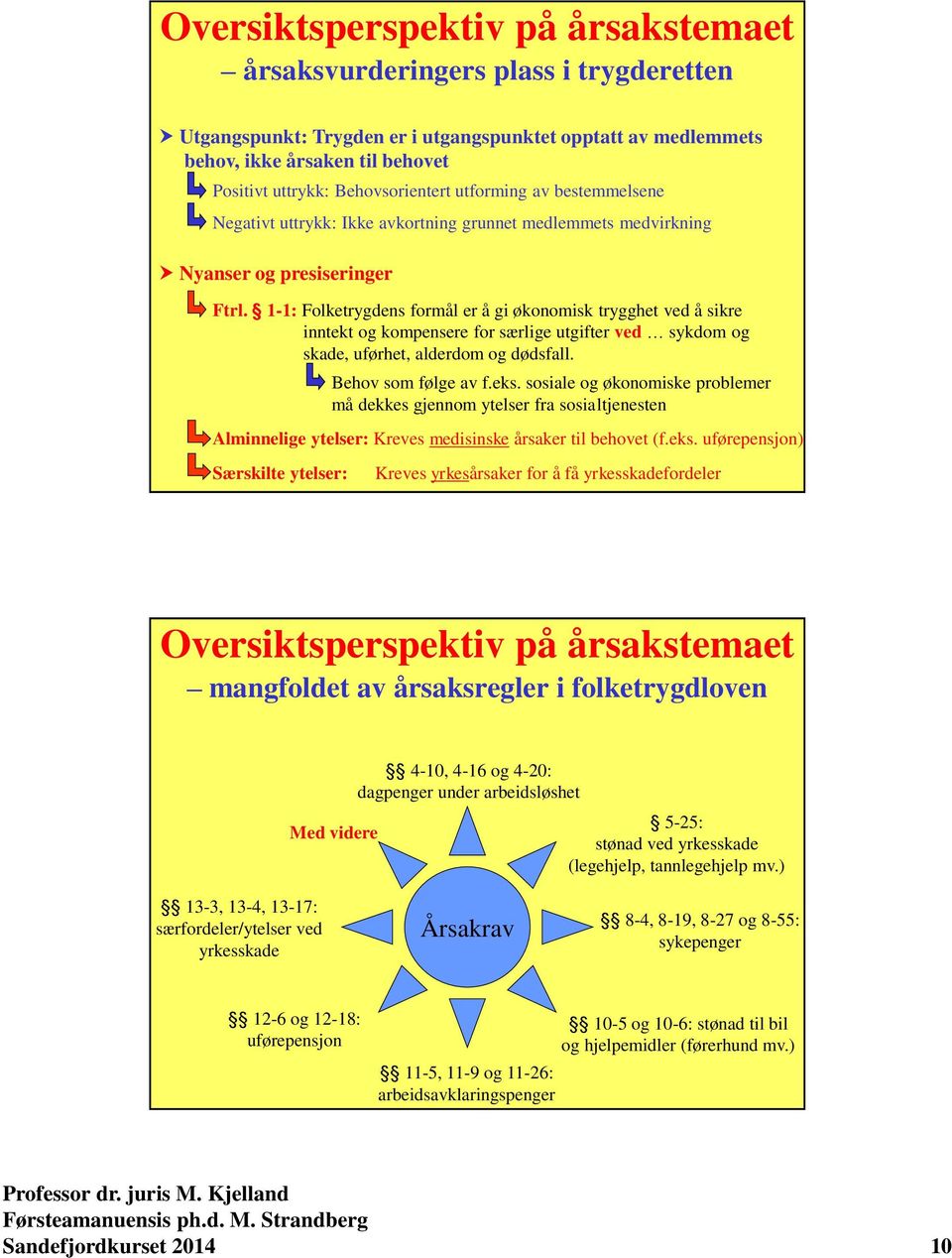 1-1: Folketrygdens formål er å gi økonomisk trygghet ved å sikre inntekt og kompensere for særlige utgifter ved sykdom og skade, uførhet, alderdom og dødsfall. Behov som følge av f.eks.