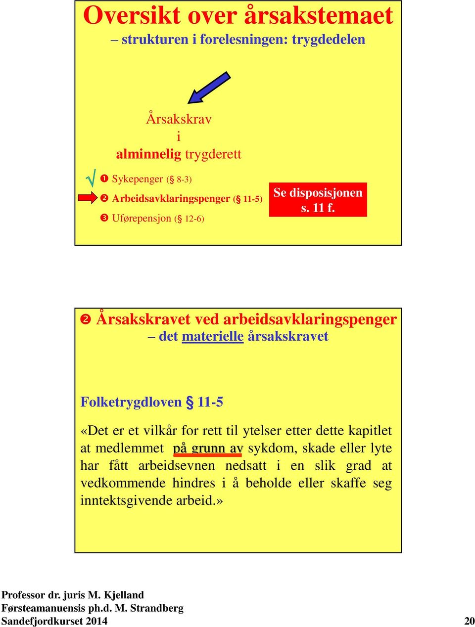 Årsakskravet ved arbeidsavklaringspenger det materielle årsakskravet Folketrygdloven 11-5 «Det er et vilkår for rett til ytelser etter