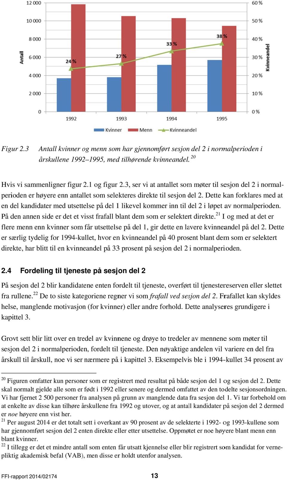 Frafallet kan skyldes s helse, manglende motivasjon (for kvinner) eller andre forhold. Dette D analyseres grundigere i kapittel 3.