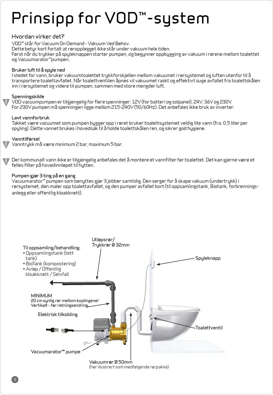 Bruker luft til å spyle ned I stedet for vann, bruker vakuumtoalettet trykkforskjellen mellom vakuumet i rørsystemet og luften utenfor til å transportere toalettavfallet.