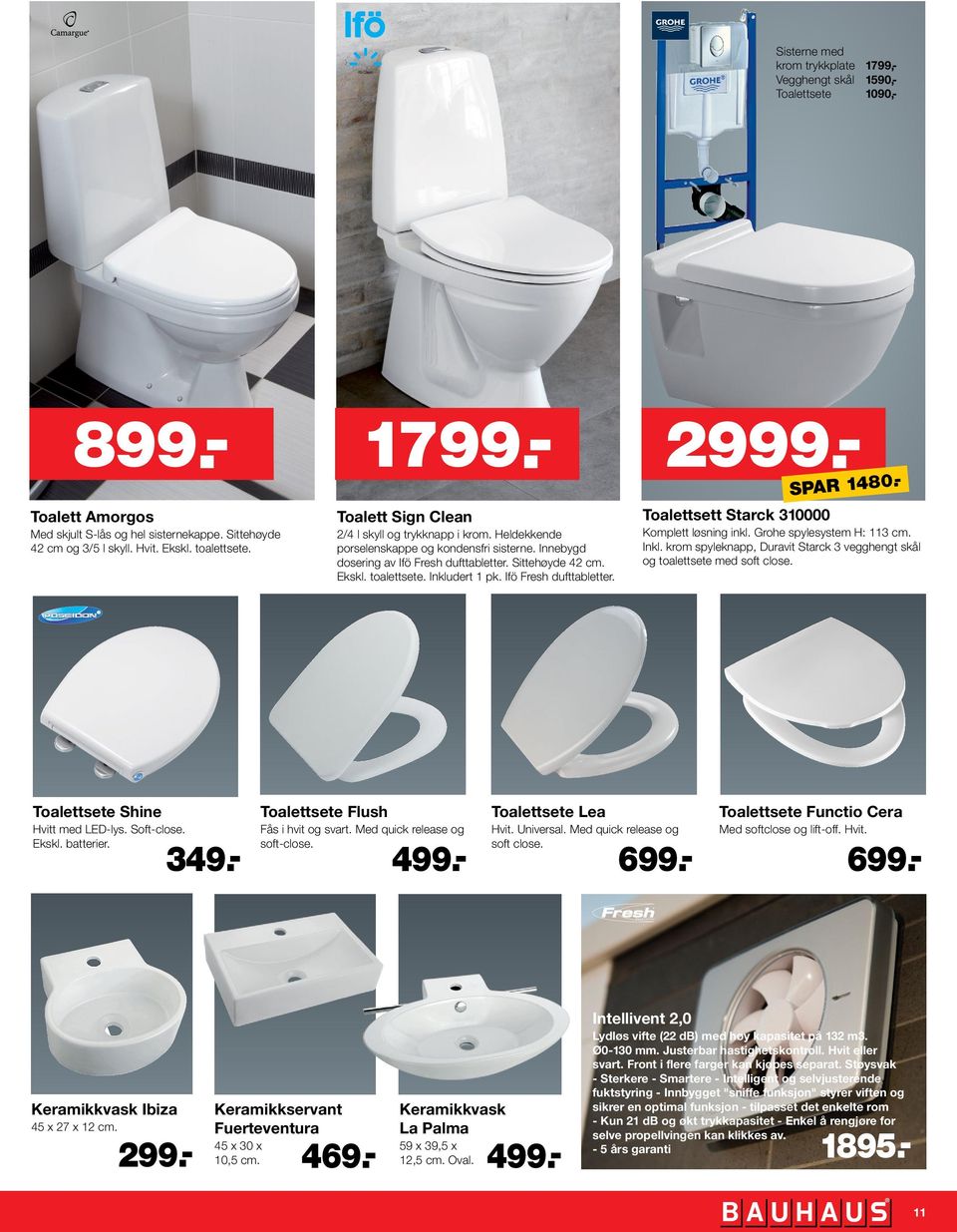 Inkludert 1 pk. Ifö Fresh dufttabletter. SPAR 1480.- Toalettsett Starck 310000 Komplett løsning inkl. Grohe spylesystem H: 113 cm. Inkl.