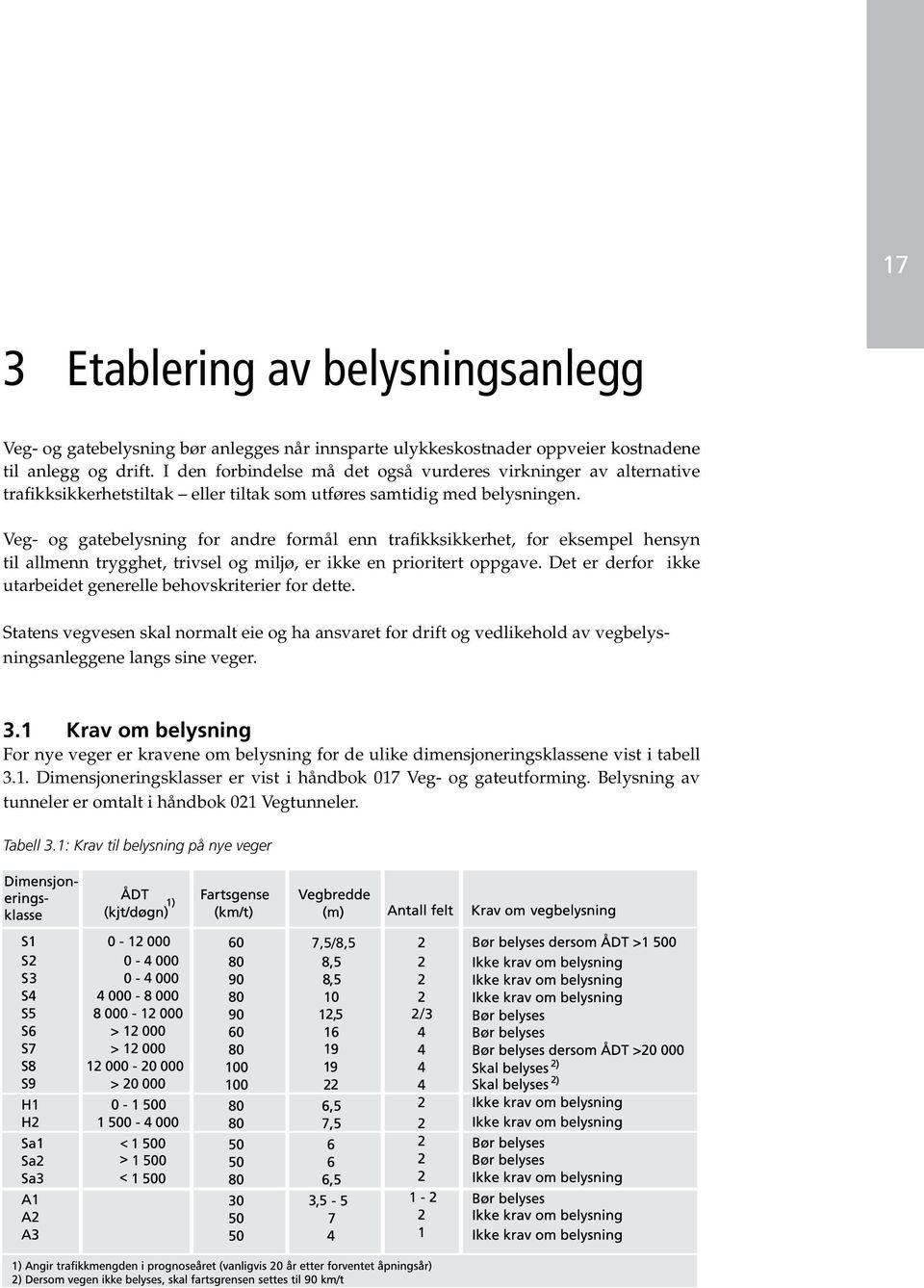 Veg- og gatebelysning for andre formål enn trafikksikkerhet, for eksempel hensyn til allmenn trygghet, trivsel og miljø, er ikke en prioritert oppgave.