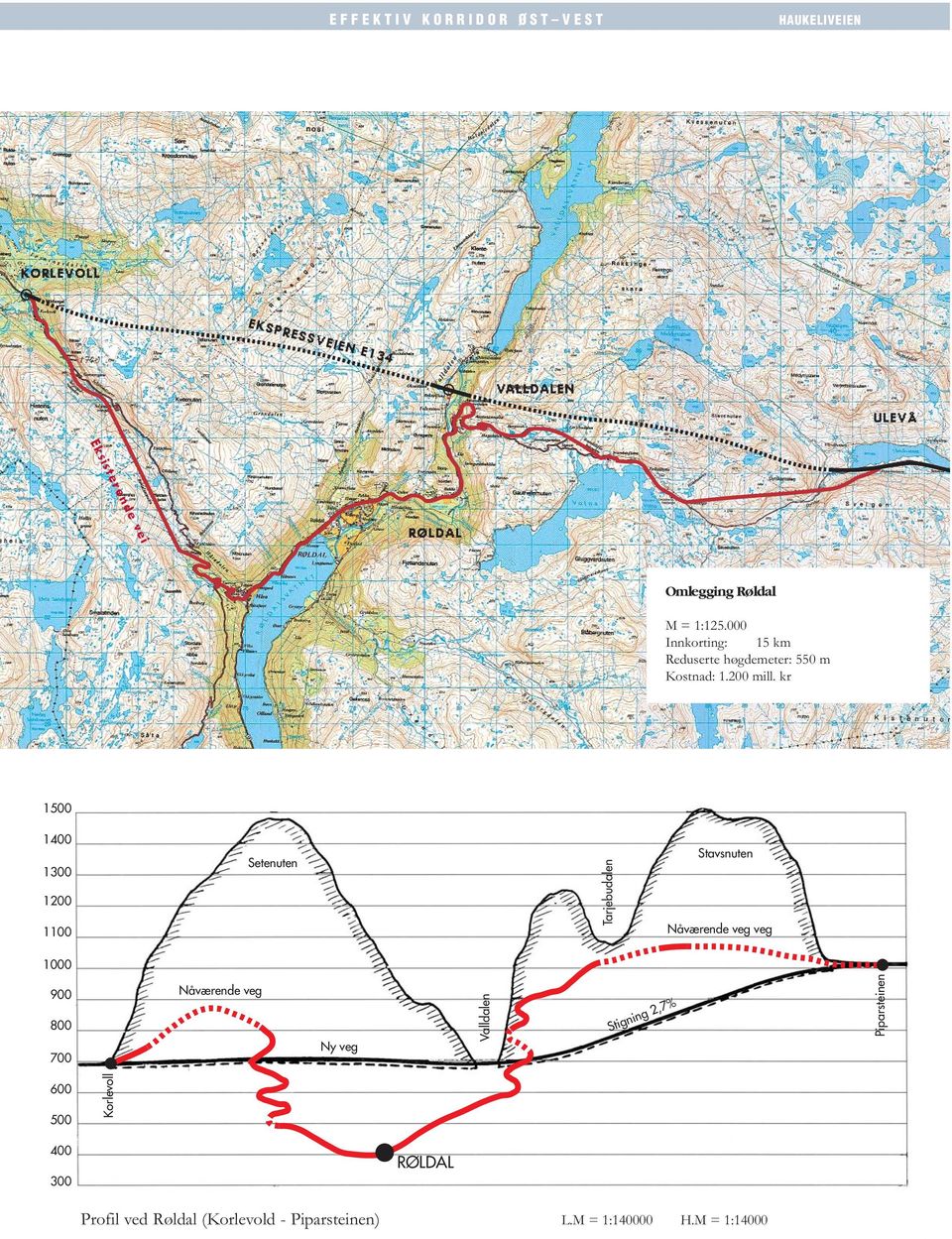 kr 1500 1400 1300 1200 1100 Setenuten Tarjebudalen Stavsnuten Nåværende veg veg 1000 900 800 700 Nåværende