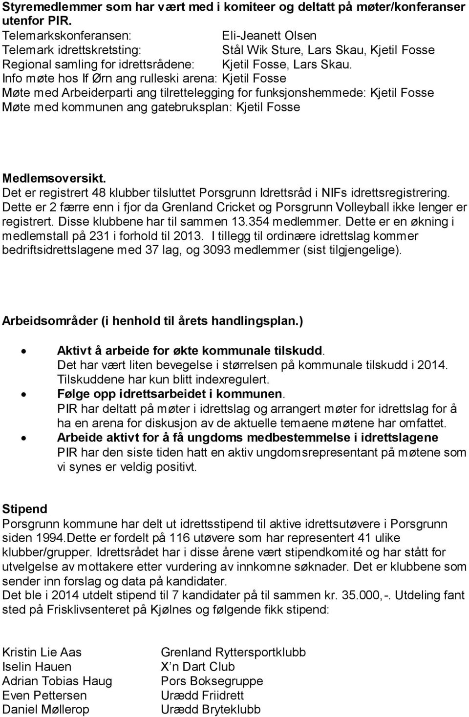 Info møte hos If Ørn ang rulleski arena: Kjetil Fosse Møte med Arbeiderparti ang tilrettelegging for funksjonshemmede: Kjetil Fosse Møte med kommunen ang gatebruksplan: Kjetil Fosse Medlemsoversikt.