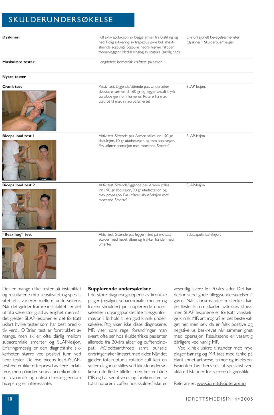 Liggende/sittende pas. Undersøker SLAP-lesjon. abduserer armen til 160 gr og legger aksialt trykk via albue gjennom humerus. Rotere fra max utadrot til max innadrot. Smerte?