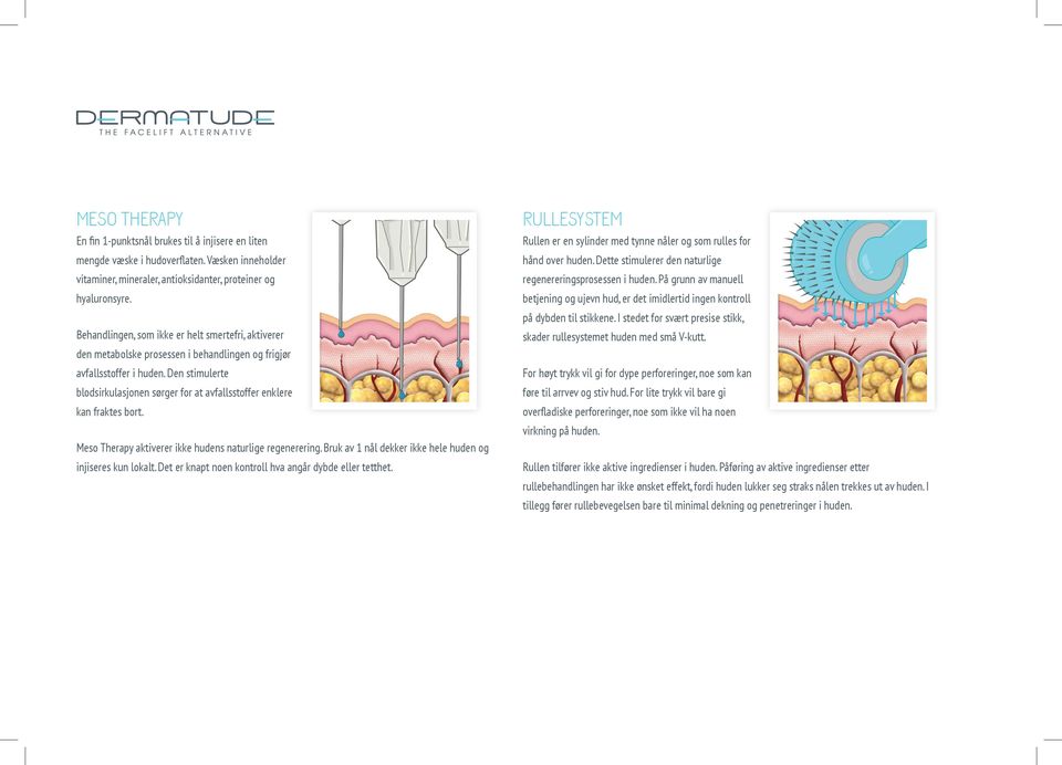 Den stimulerte blodsirkulasjonen sørger for at avfallsstoffer enklere kan fraktes bort. Meso Therapy aktiverer ikke hudens naturlige regenerering.