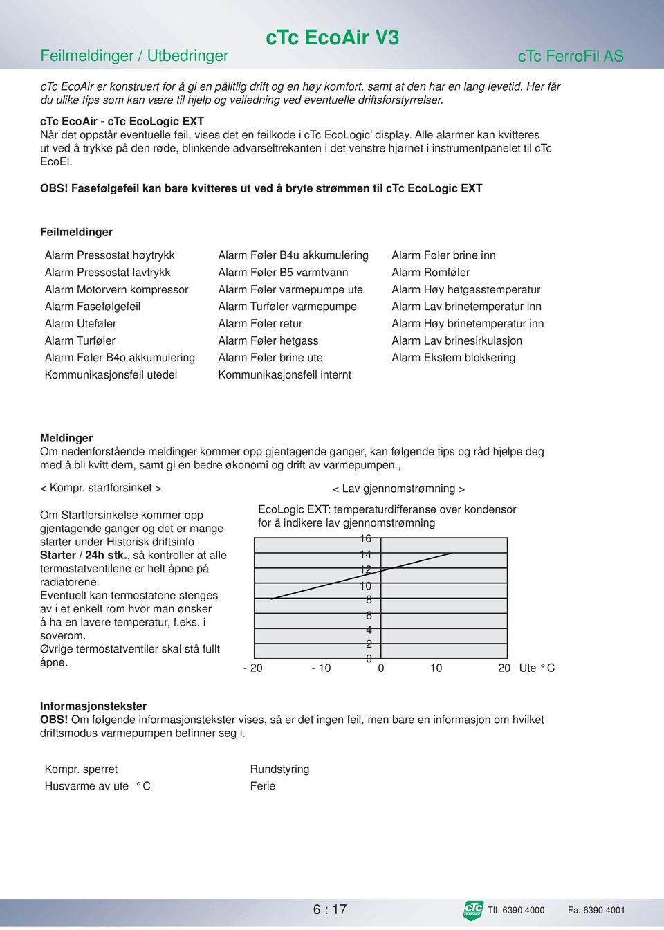 Alle alarmer kan kvitteres ut ved å trykke på den røde, blinkende advarseltrekanten i det venstre hjørnet i instrumentpanelet til ctc EcoEl. OBS!