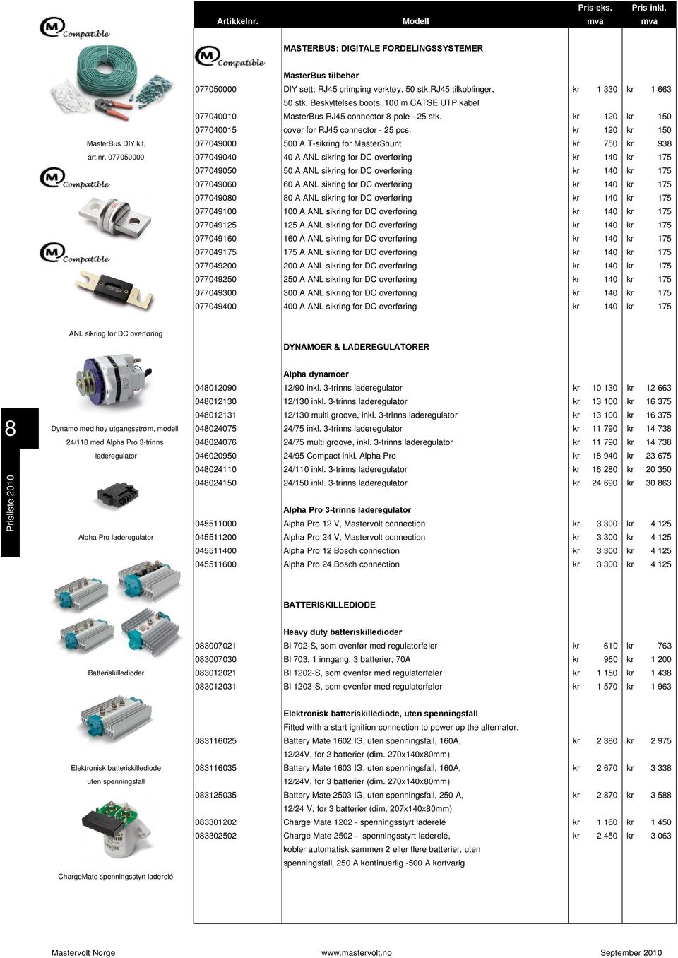 kr 120 kr 150 MasterBus DIY kit, 077049000 500 A T-sikring for MasterShunt kr 750 kr 938 art.nr.