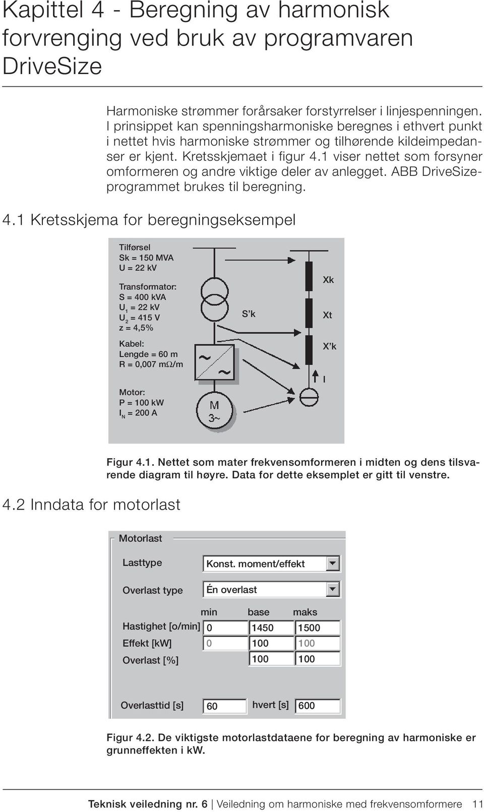 1 viser nettet som forsyner omformeren og andre viktige deler av anlegget. ABB DriveSizeprogrammet brukes til beregning. 4.