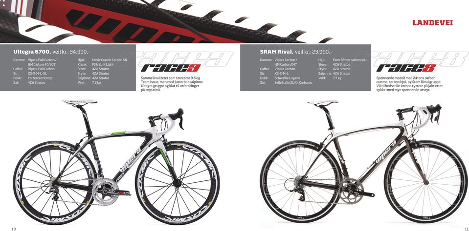 Stratos Styre: 4ZA Stratos Salpinne: 4ZA Stratos Vekt: 7,3 kg RACE9 Samme kvaliteter som storebror 9.5 og Team Issue, men med justerbar salpinne. Ultegra gruppe og klar til utfordringer på topp nivå.