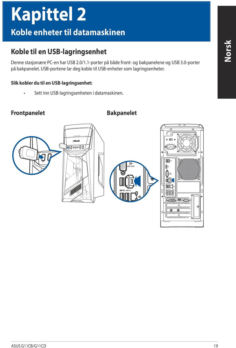 USB-portene lar deg koble til USB-enheter som lagringsenheter.