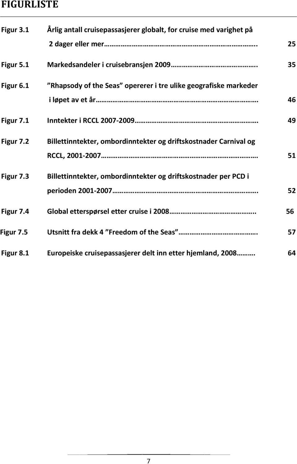 3 Billettinntekter, ombordinntekter og driftskostnader Carnival og RCCL, 2001-2007.