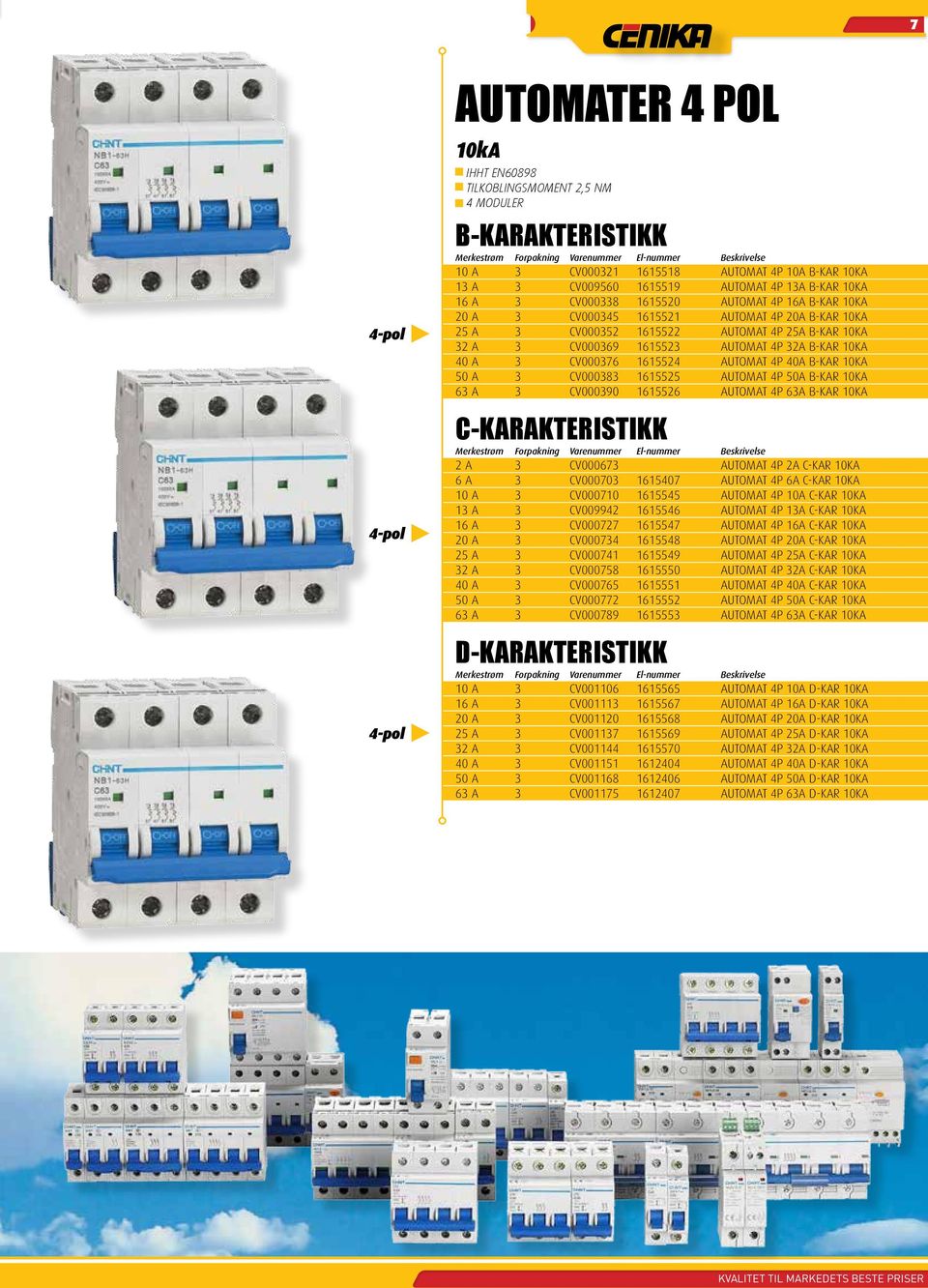 1615523 AUTOMAT 4P 32A B-KAR 10KA 40 A 3 CV000376 1615524 AUTOMAT 4P 40A B-KAR 10KA 50 A 3 CV000383 1615525 AUTOMAT 4P 50A B-KAR 10KA 63 A 3 CV000390 1615526 AUTOMAT 4P 63A B-KAR 10KA