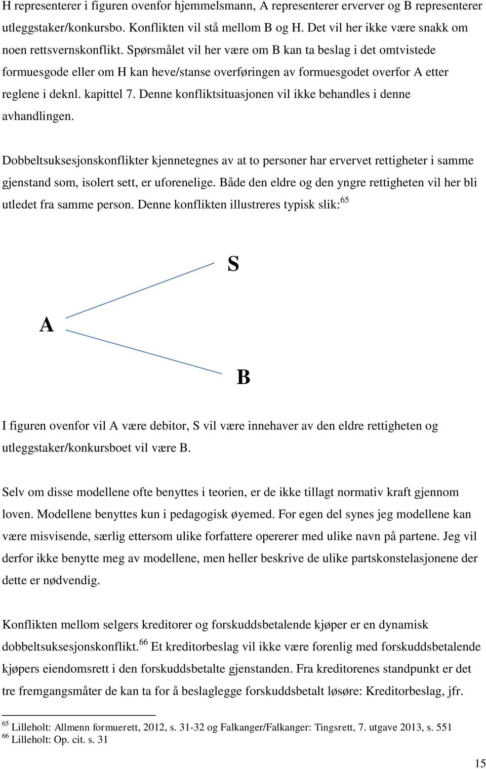 Spørsmålet vil her være om B kan ta beslag i det omtvistede formuesgode eller om H kan heve/stanse overføringen av formuesgodet overfor A etter reglene i deknl. kapittel 7.