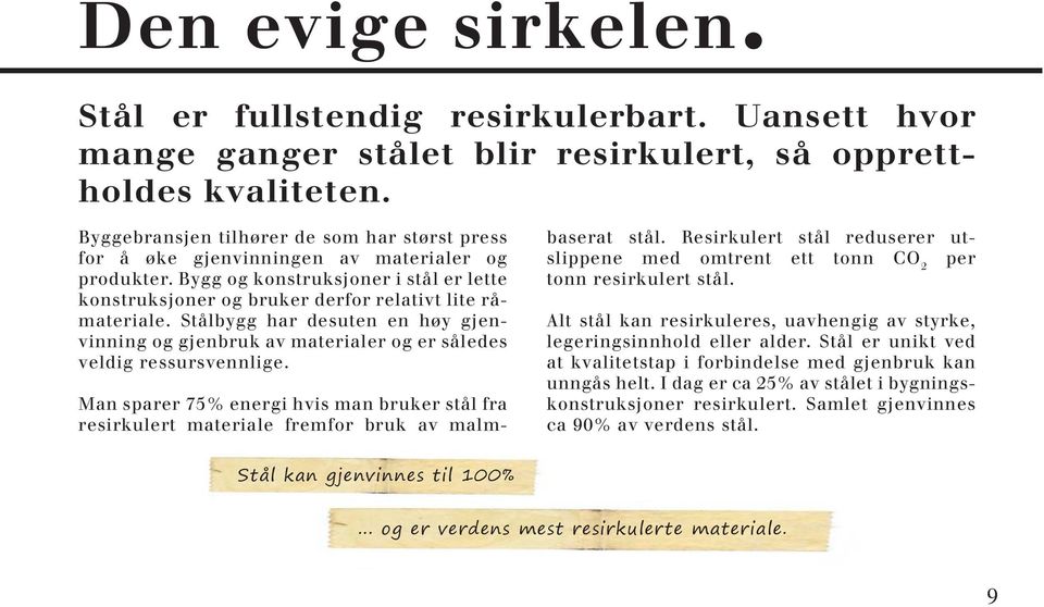 Stålbygg har desuten en høy gjenvinning og gjenbruk av materialer og er således veldig ressursvennlige.