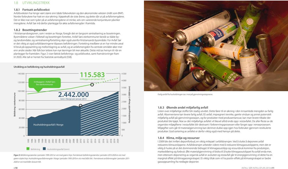 Det er ikke noe som tyder på at avfallsmengdene vil minke, selv om varierende konjunkturer påvirker mengdene. Avfall Sør må derfor planlegge for økte avfallsmengder i framtida. 1.8.