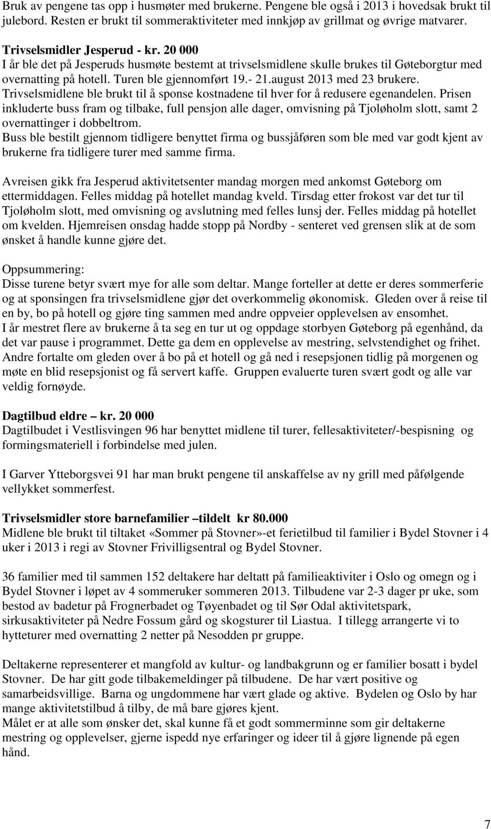 august 2013 med 23 brukere. Trivselsmidlene ble brukt til å sponse kostnadene til hver for å redusere egenandelen.