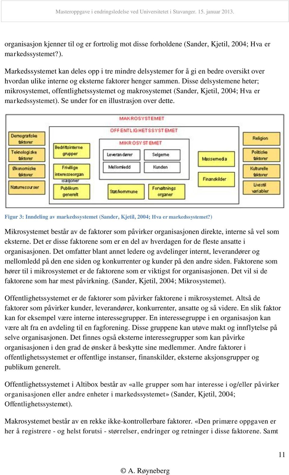 Disse delsystemene heter; mikrosystemet, offentlighetssystemet og makrosystemet (Sander, Kjetil, 2004; Hva er markedssystemet). Se under for en illustrasjon over dette.