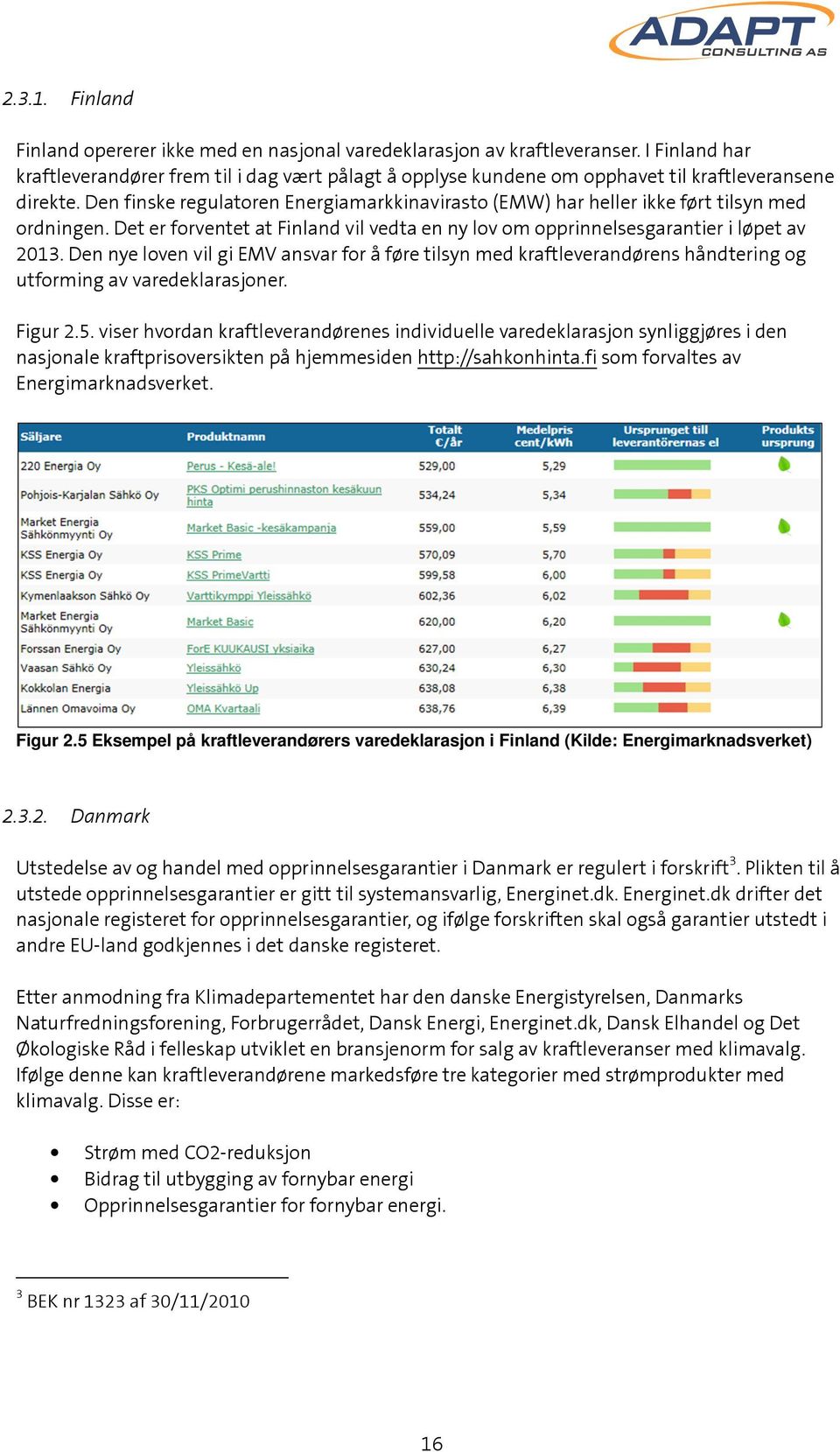 Den finske regulatoren Energiamarkkinavirasto (EMW) har heller ikke ført tilsyn med ordningen. Det er forventet at Finland vil vedta en ny lov om opprinnelsesgarantier i løpet av 2013.